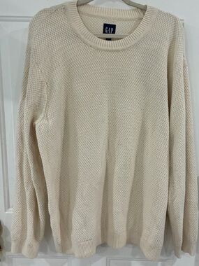 GAP Men's Cream Textured Crewneck Sweater